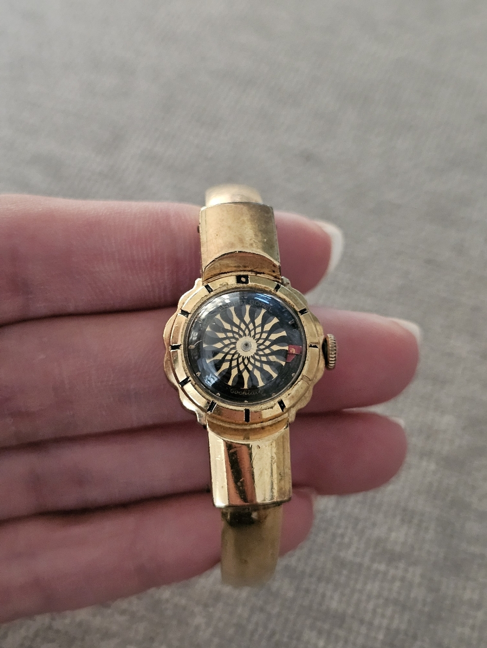 Vintage Ernest Borel Gold Plated Bangle Kaleidoscope Watch